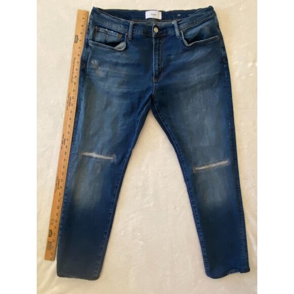 OVADIA Men's Blue Jeans Distressed Slim 002 Cotton Elastane Jeans Size 36X37 - Picture 12 of 16